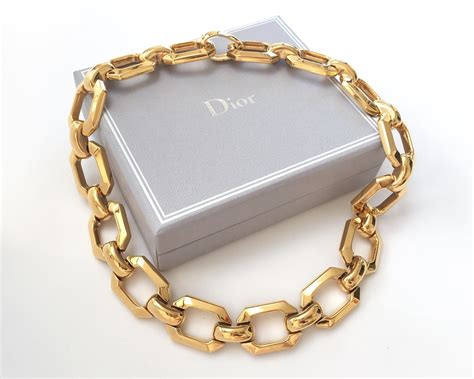 dior gold nexklace|christian Dior gold chain necklace.